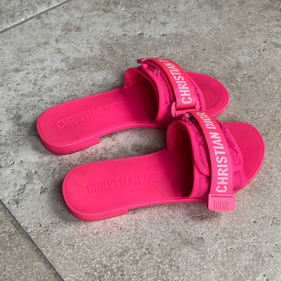 Dior Bright Pink Slide Sandals - Picture 6 of 16